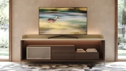 Porta Tv componibile con 1 anta in vetro e 3 cassetti linea Contact disponibile in 30 colori