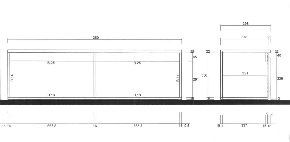 Porta Tv con cassettone e due vani interni