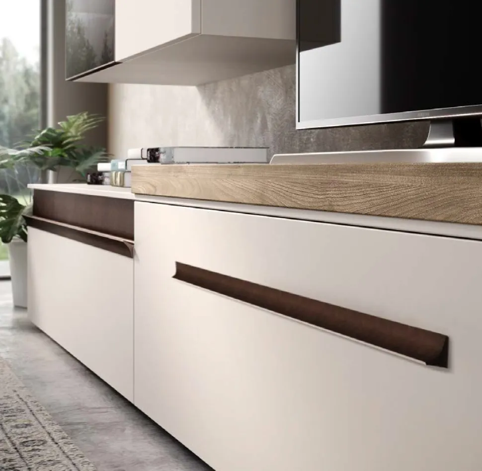 Porta tv con cassettoni e mensola personalizzabili nei colori, Ginta