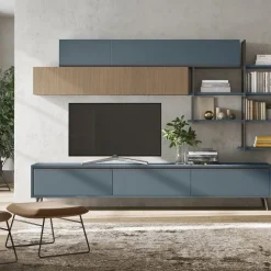 Porta tv con maniglia a gola e piedini in 20 colorazioni e 4 larghezze