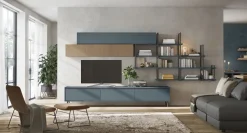 Porta tv con maniglia a gola e piedini in 20 colorazioni e 4 larghezze