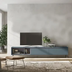 Porta Tv con vano a giorno maniglia a gola e piedini in 20 colorazioni e 6 larghezze Dalì