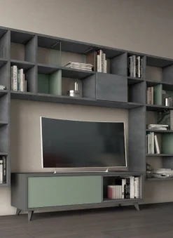 Porta Tv con vano a giorno maniglia a gola e piedini in 20 colorazioni e 6 larghezze Dalì