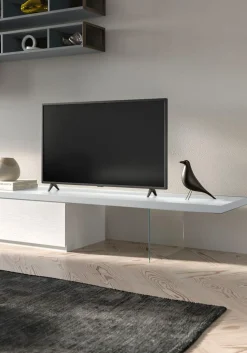 Porta Tv mensola panca su misura con piede in vetro 29 colorazioni