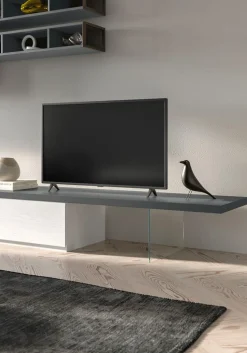 Porta Tv mensola panca su misura con piede in vetro 29 colorazioni