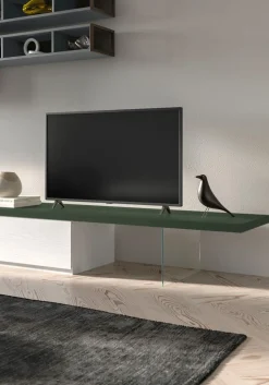 Porta Tv mensola panca su misura con piede in vetro 29 colorazioni