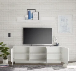 Porta Tv moderno Bianco Lucido 3 ante linea Sax