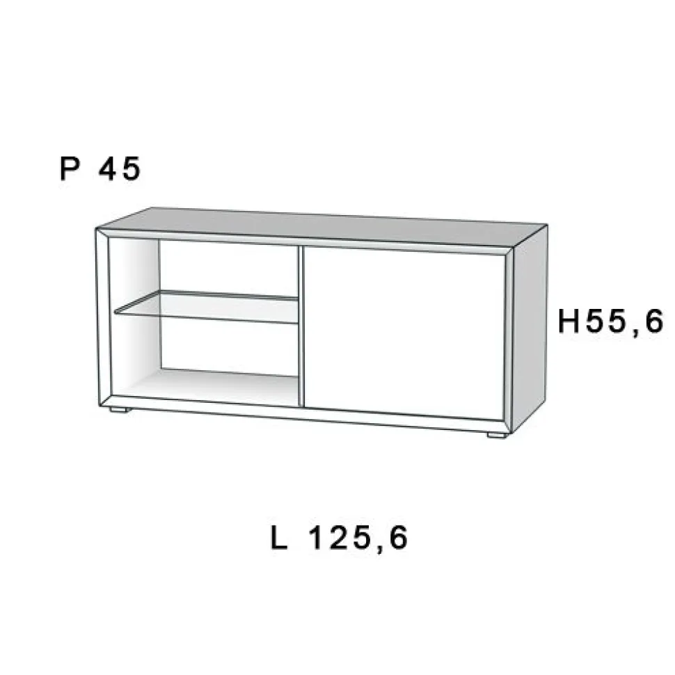 Porta Tv moderno Bianco Opaco 1 anta e 2 vani a giorno senza maniglia linea Tilt CLASSIC