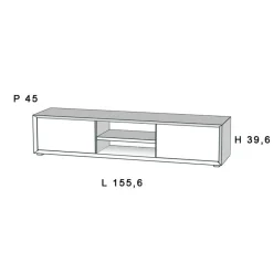Porta Tv moderno Bianco opaco 2 ante e 2 vani a giorno senza maniglia linea Tilt