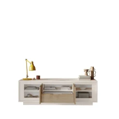 Porta Tv moderno Cashmere e Rovere Cadiz 2 ante battenti e 1 cassetto linea Eos