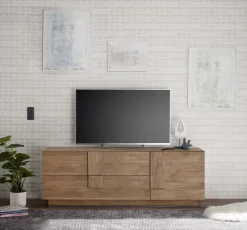 Porta Tv moderno Rovere Mercure 1 anta e 2 cassetti linea Sax