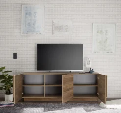 Porta Tv moderno Rovere scuro 3 ante linea Sax