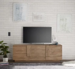 Porta Tv moderno Rovere scuro 3 ante linea Sax