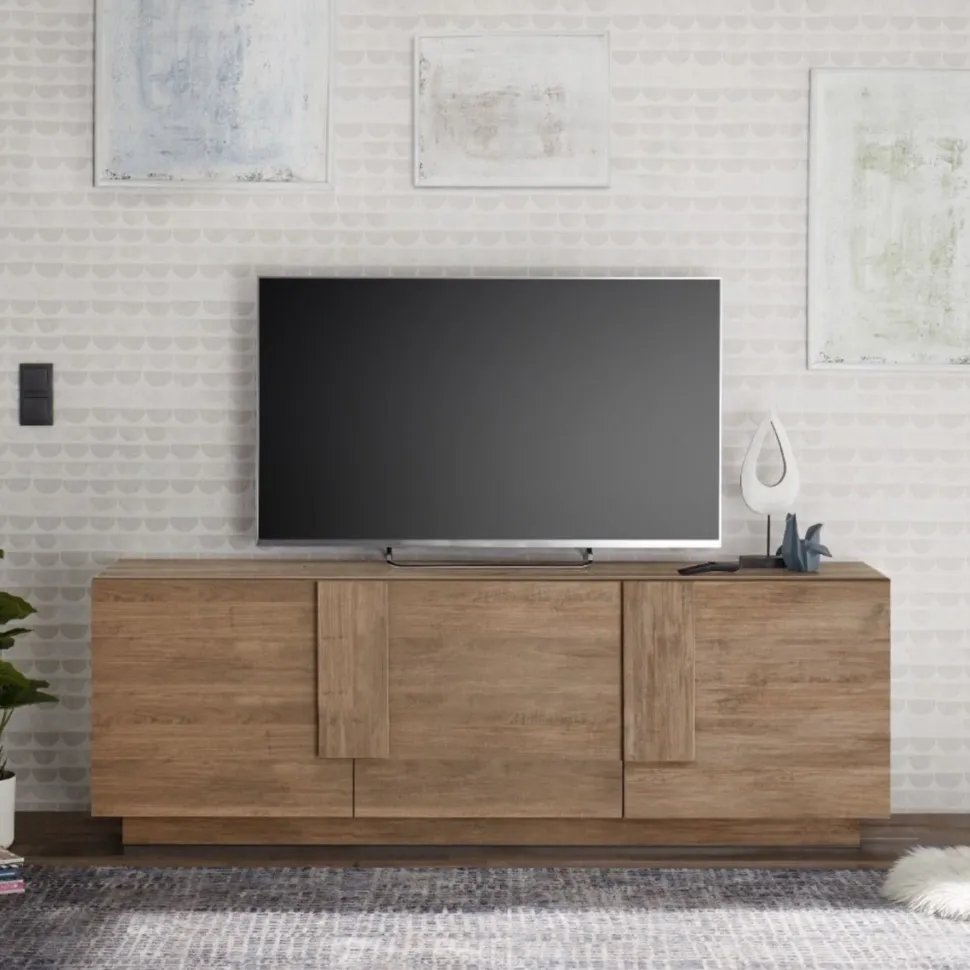 Porta Tv moderno Rovere scuro 3 ante linea Sax