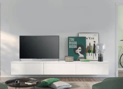Porta tv sospeso Bianco Opaco con anta cassettone o ribalta 15 colorazioni