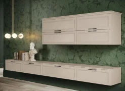 Porta tv sospeso componibile con ante a telaio in 6 colorazioni e 11 larghezze Linea Motivi