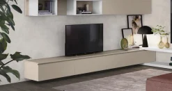 Porta tv sospeso con maniglia a gola in 20 colorazioni e 11 larghezze