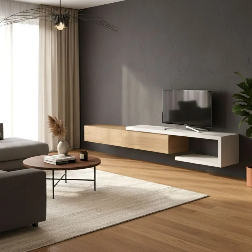Porta tv sospeso con panca tv