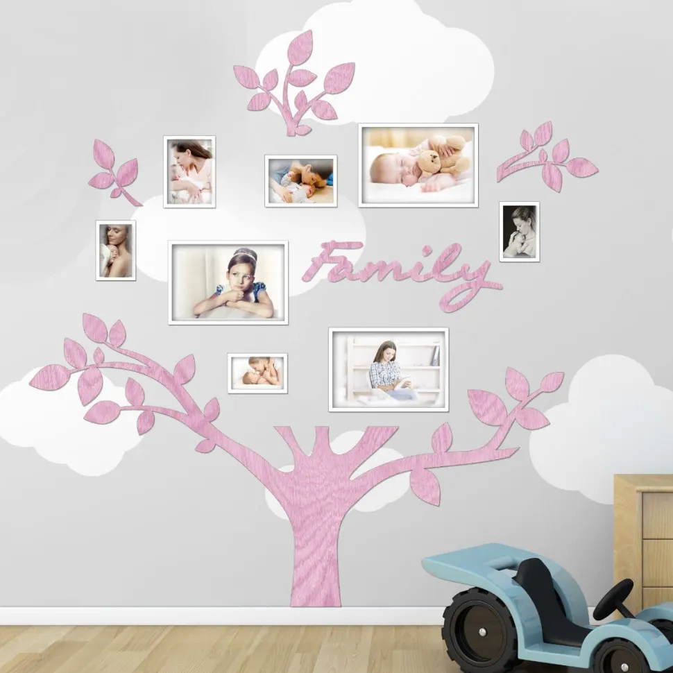 Quadro foto di Famiglia ALBERO della vita legno rosa