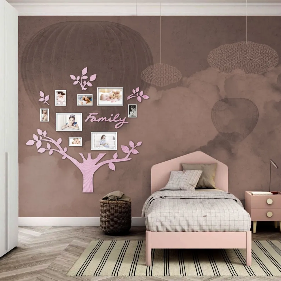 Quadro foto di Famiglia ALBERO della vita legno rosa