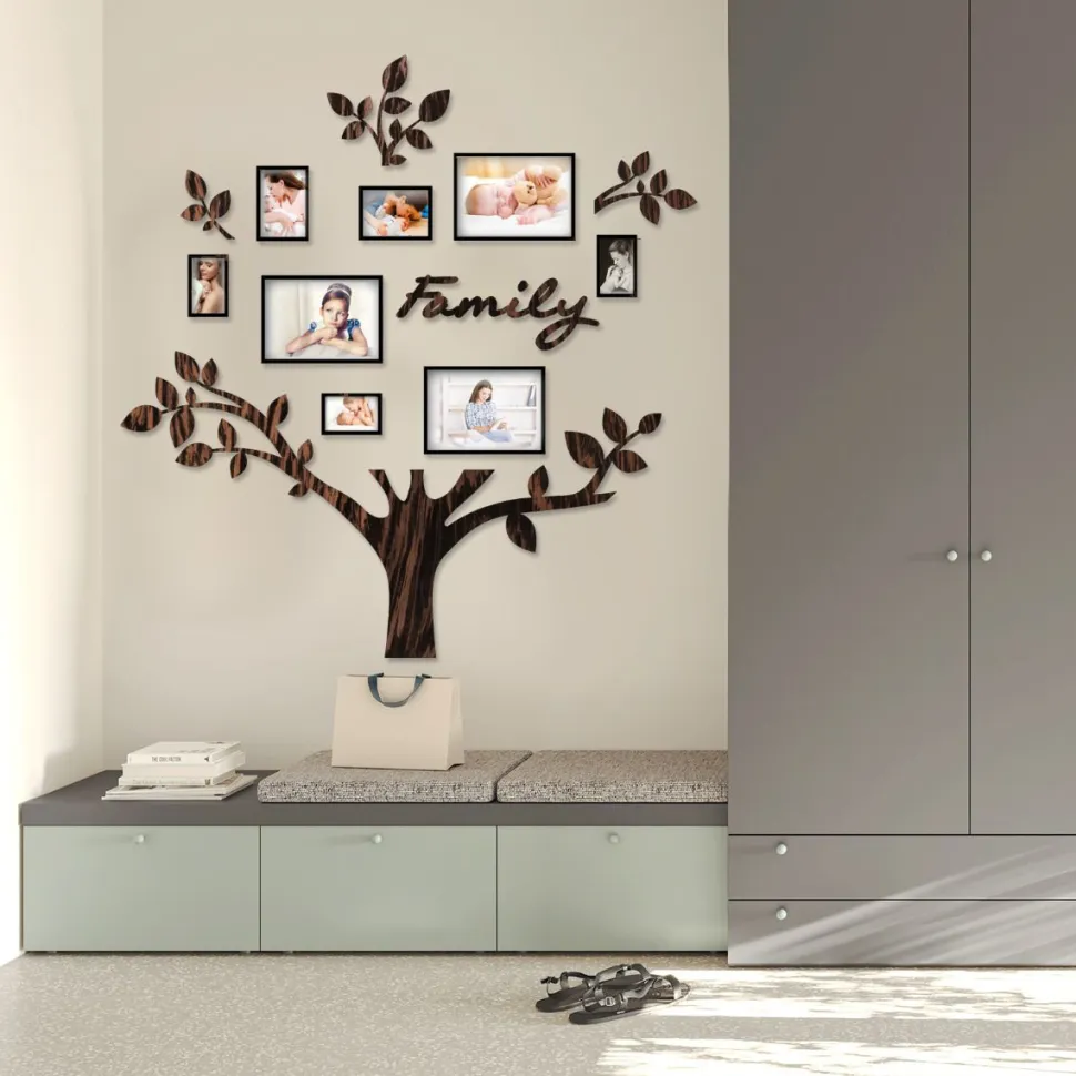 Quadro foto di Famiglia ALBERO della vita legno wenge