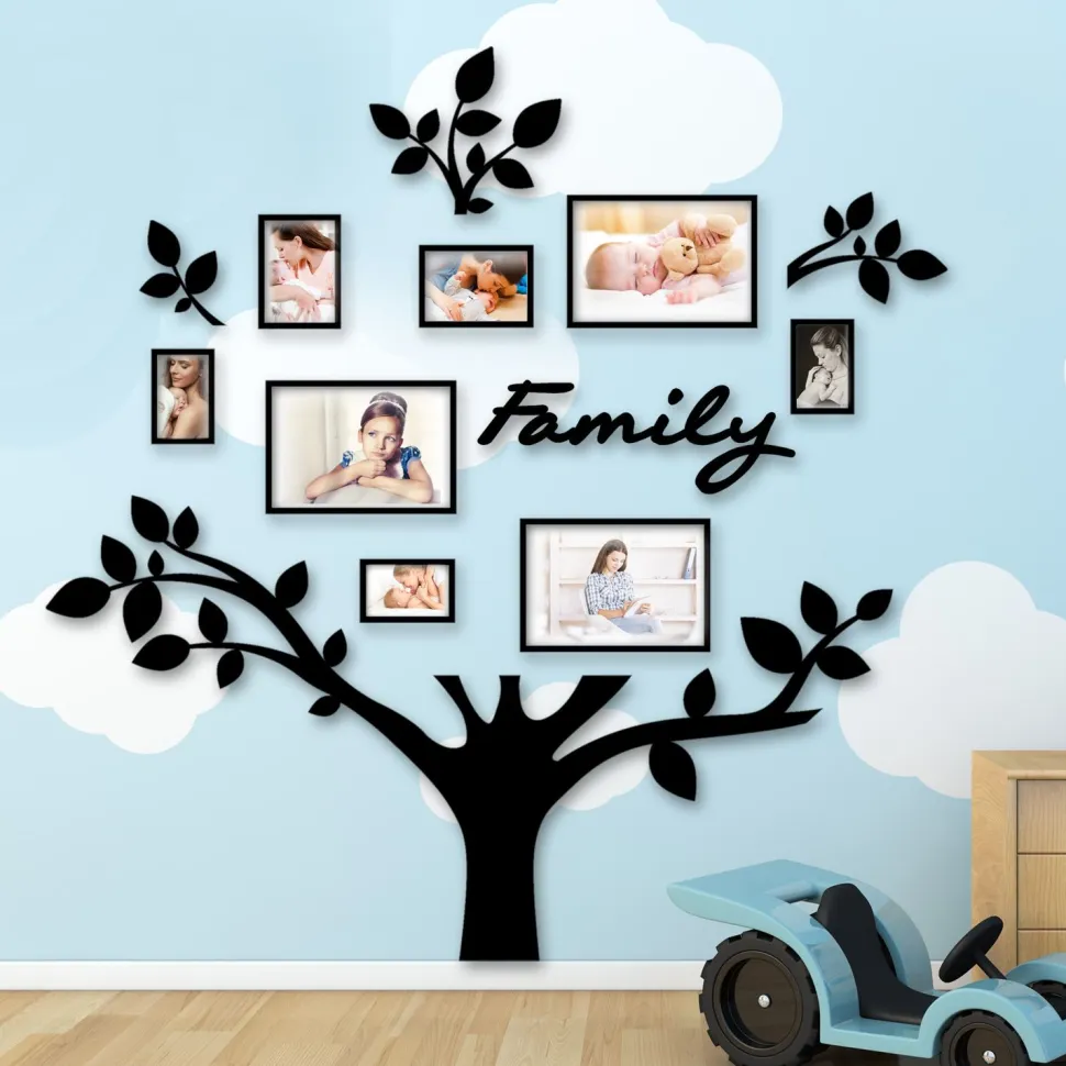 Quadro foto di Famiglia ALBERO della vita nero