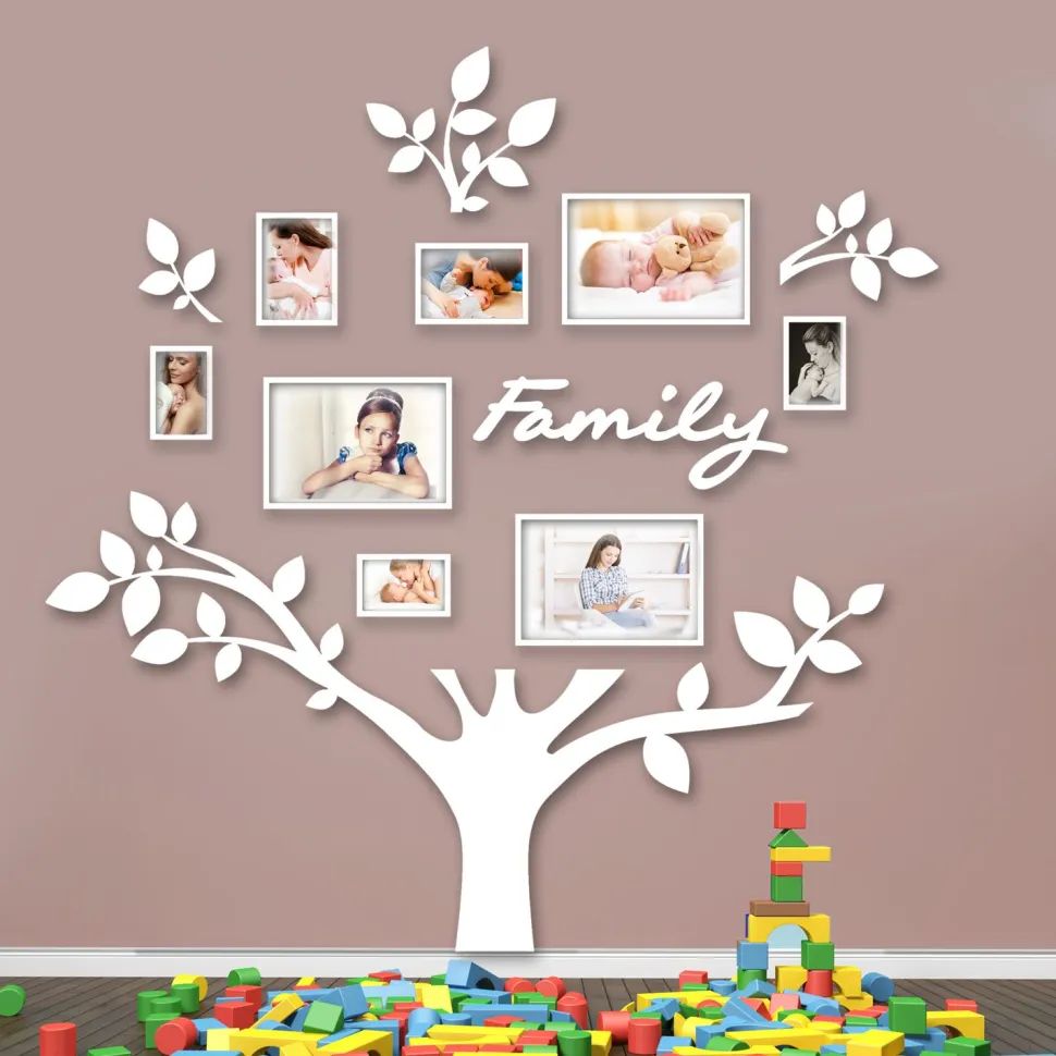 Quadro foto di Famiglia ALBERO della vita bianco