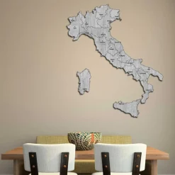 Quadro mappa Italia in legno colore cemento