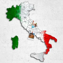Quadro mappa Italia in legno colorato bandiera