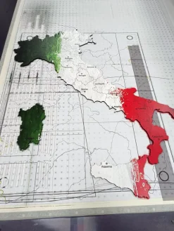 Quadro mappa Italia in legno colorato bandiera