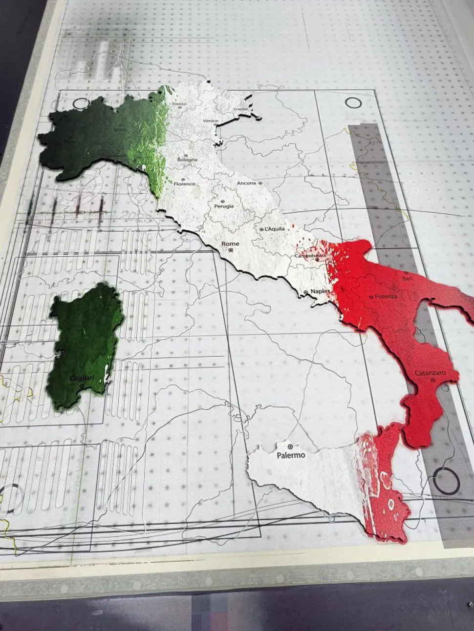 Quadro mappa Italia in legno colorato bandiera