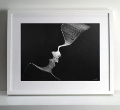 Quadro su cornice in legno, Bacio di Leonardo Criolani