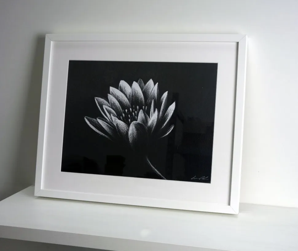 Quadro su cornice in legno "fiore" Leonardo Criolani