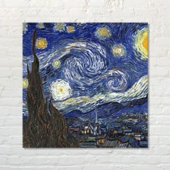 Quadro su pannello in Dibond Notte stellata van gogh