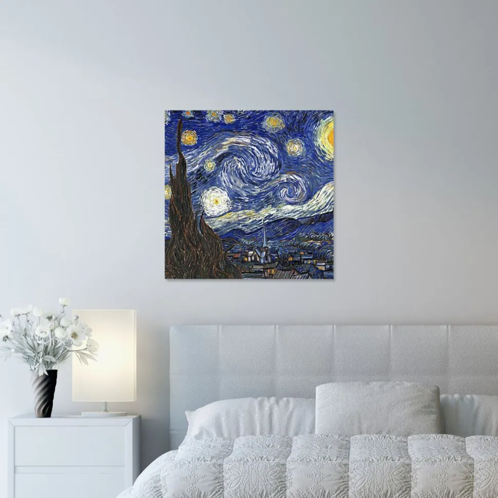 Quadro su pannello in Dibond Notte stellata van gogh