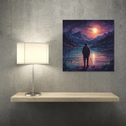 Quadro su pannello in Dibond Notte con luna