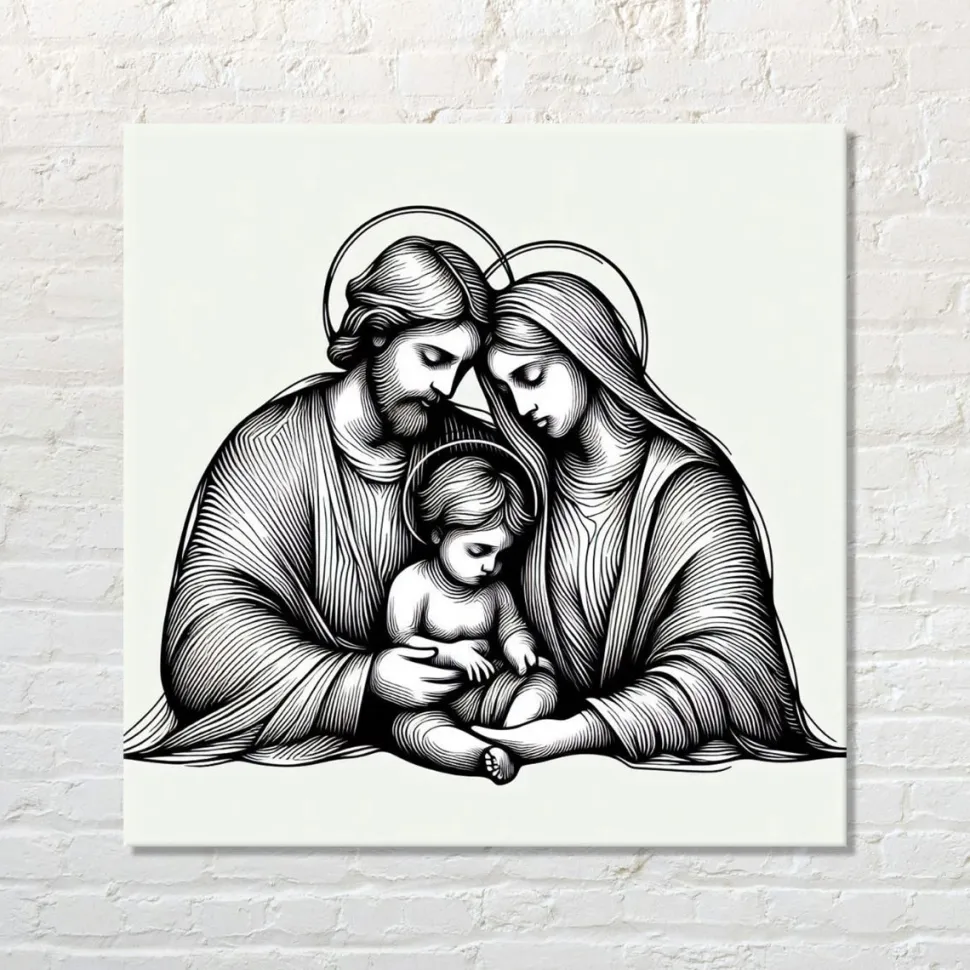 Quadro su pannello in Dibond Ritratto Sacra Famiglia