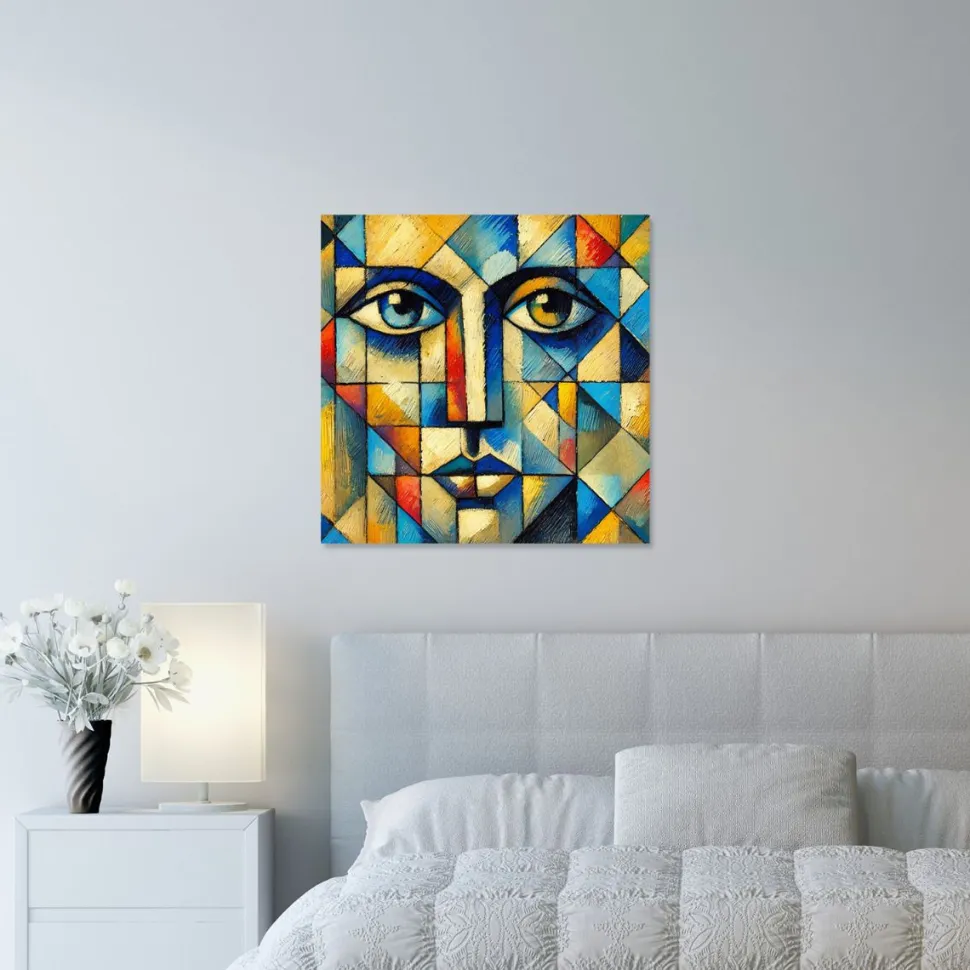 Quadro su pannello in Dibond Ritratto astratto colorato