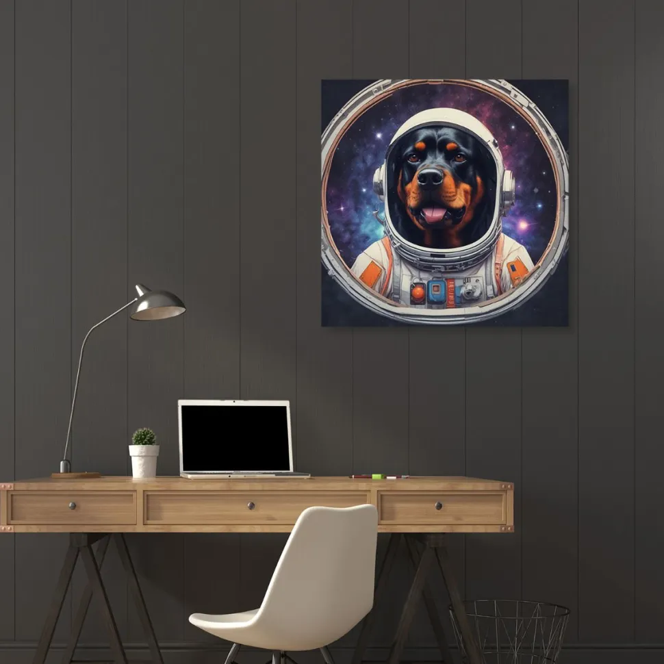 Quadro su pannello in Dibond Space Dog 1
