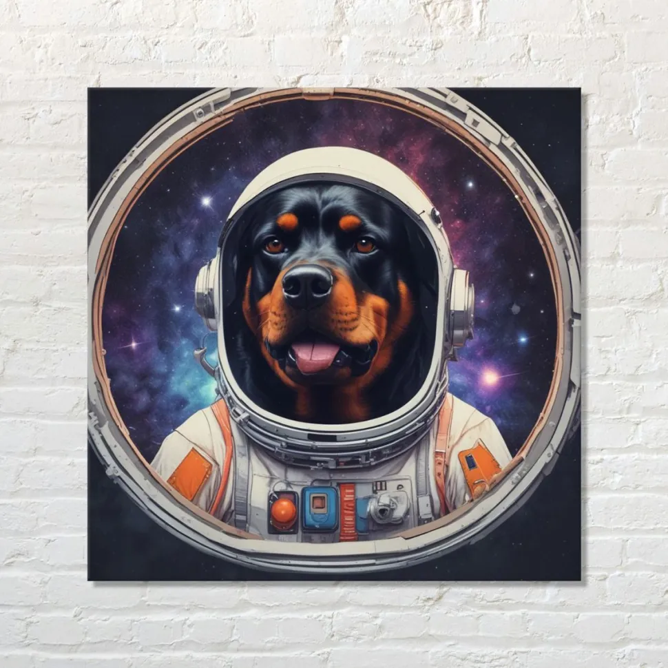 Quadro su pannello in Dibond Space Dog 1