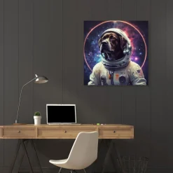 Quadro su pannello in Dibond Space Dog