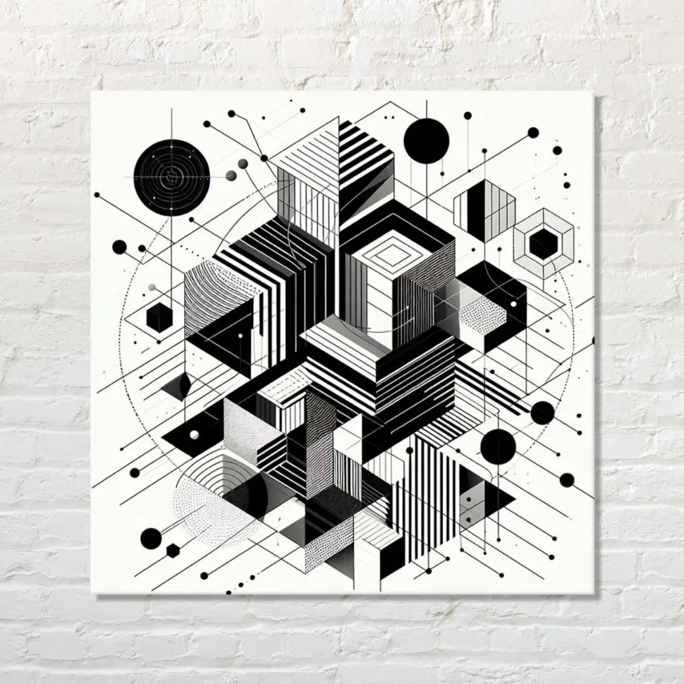 Quadro su pannello in Dibond Stilizzato bianco e nero