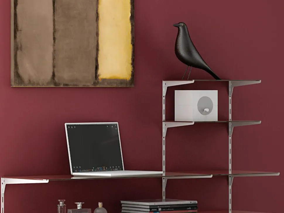 Reggimensola per mensole legno/vetro in Acciaio verniciato Bianco disponibile in varie misure