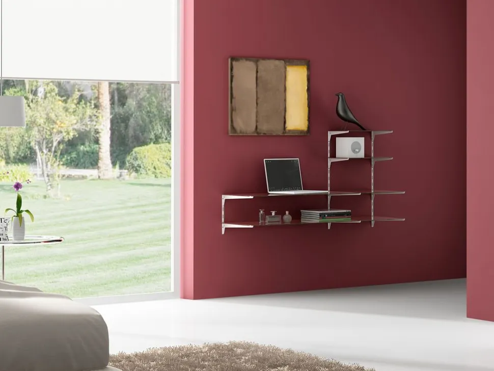 Reggimensola per mensole legno/vetro in Acciaio verniciato Bianco disponibile in varie misure