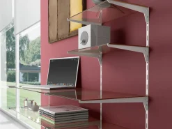 Reggimensola per mensole legno/vetro in Acciaio verniciato Bianco disponibile in varie misure