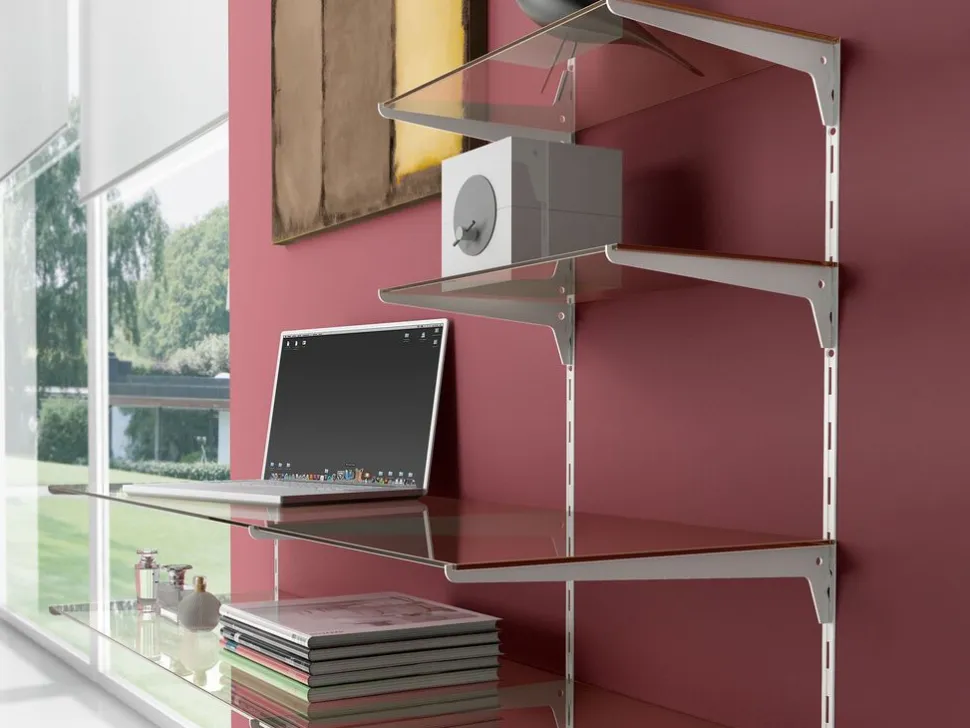 Reggimensola per mensole legno/vetro in Acciaio verniciato Bianco disponibile in varie misure