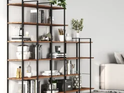 Scaffale sospeso o da terra con struttura in Acciaio e ripiani Verniciato nero