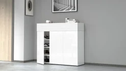 Scarpiera 3 ante battenti e 1 ribalta Daffy in Bianco Lucido e Bianco Larice