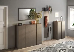 Scarpiera 4 ante battenti linea Combo in Bronzo e Rovere Mercure