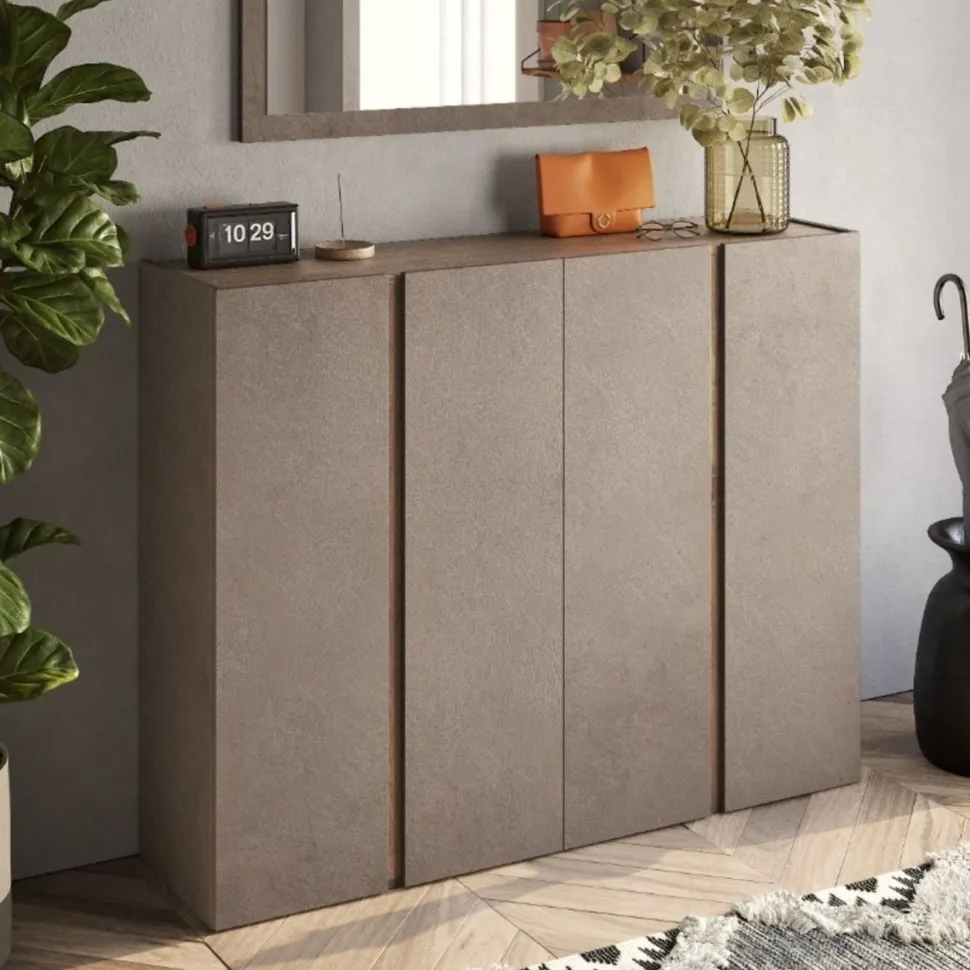 Scarpiera 4 ante battenti linea Combo in Bronzo e Rovere Mercure